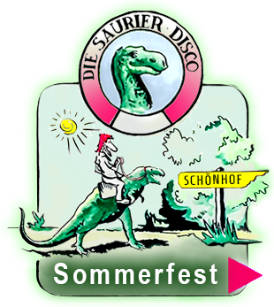 Saurierdisco, Saurier-Disco, Die Saurier-Disco, Schönhof, Disco mit Manny DJ MWJ, Saurier-Musik, Saurier-Sound, Sauriersound, Musik zu jeder Urzeit, Das Original
